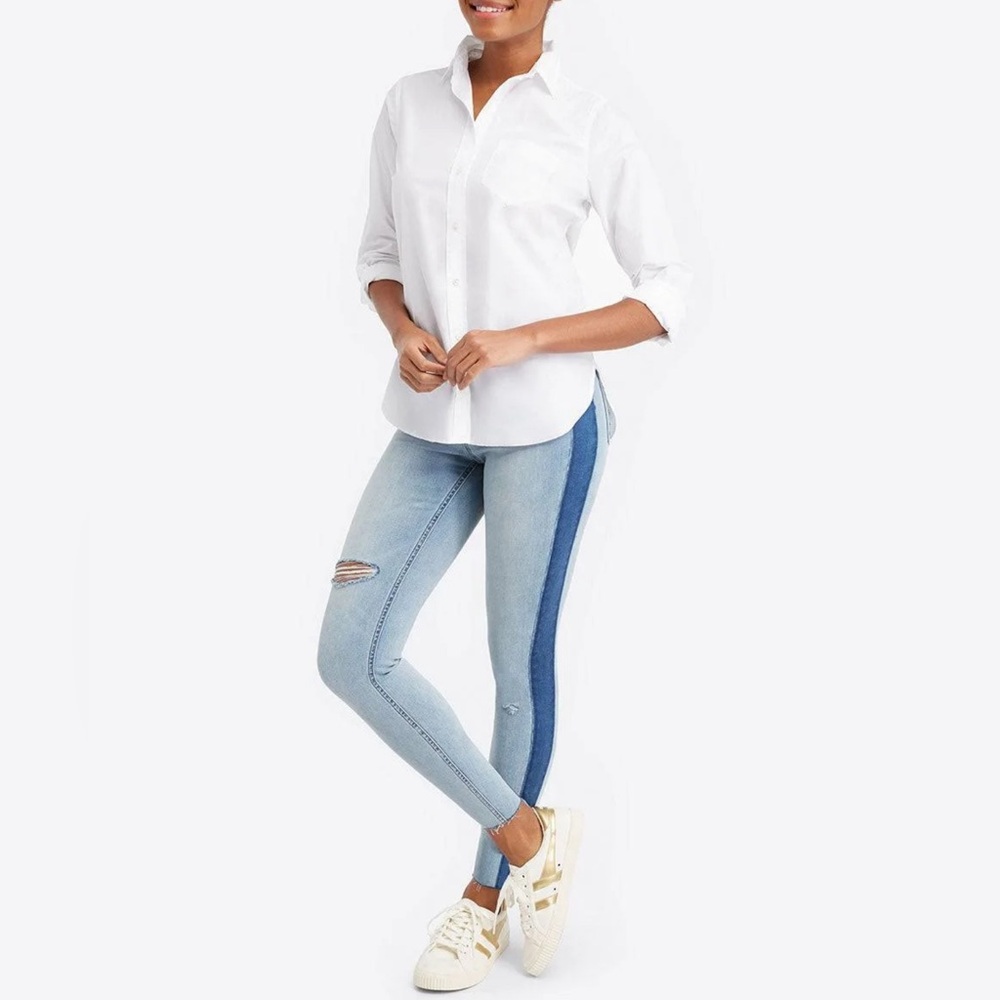 NWT SPANX Pull On Side Stripe Ripped Slimming Distressed LARGE Jean‎ 20234R